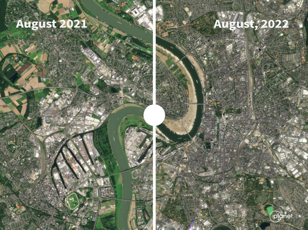 萊茵河的水量是8月份平均水位的45%