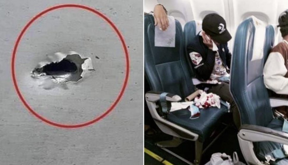 緬甸一名男子坐在飛機上被地面射出的子彈擊中受傷