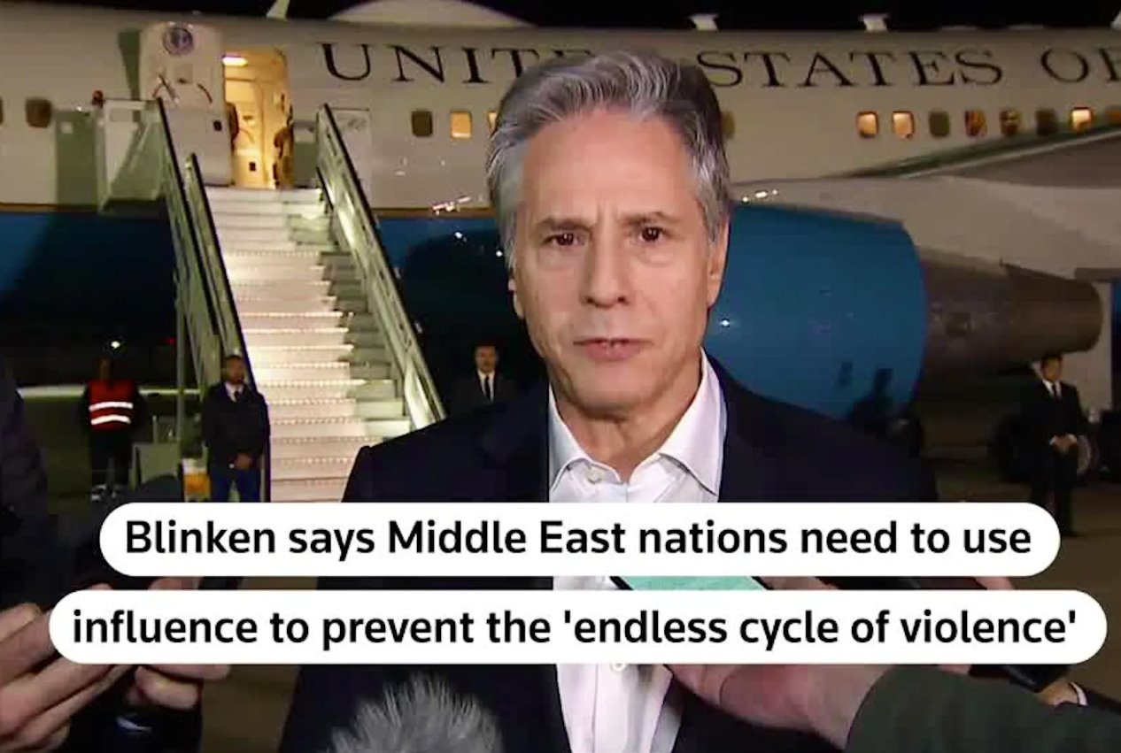 布林肯告訴記者，遏制戰(zhàn)斗幾乎符合中東所有國(guó)家的利益。