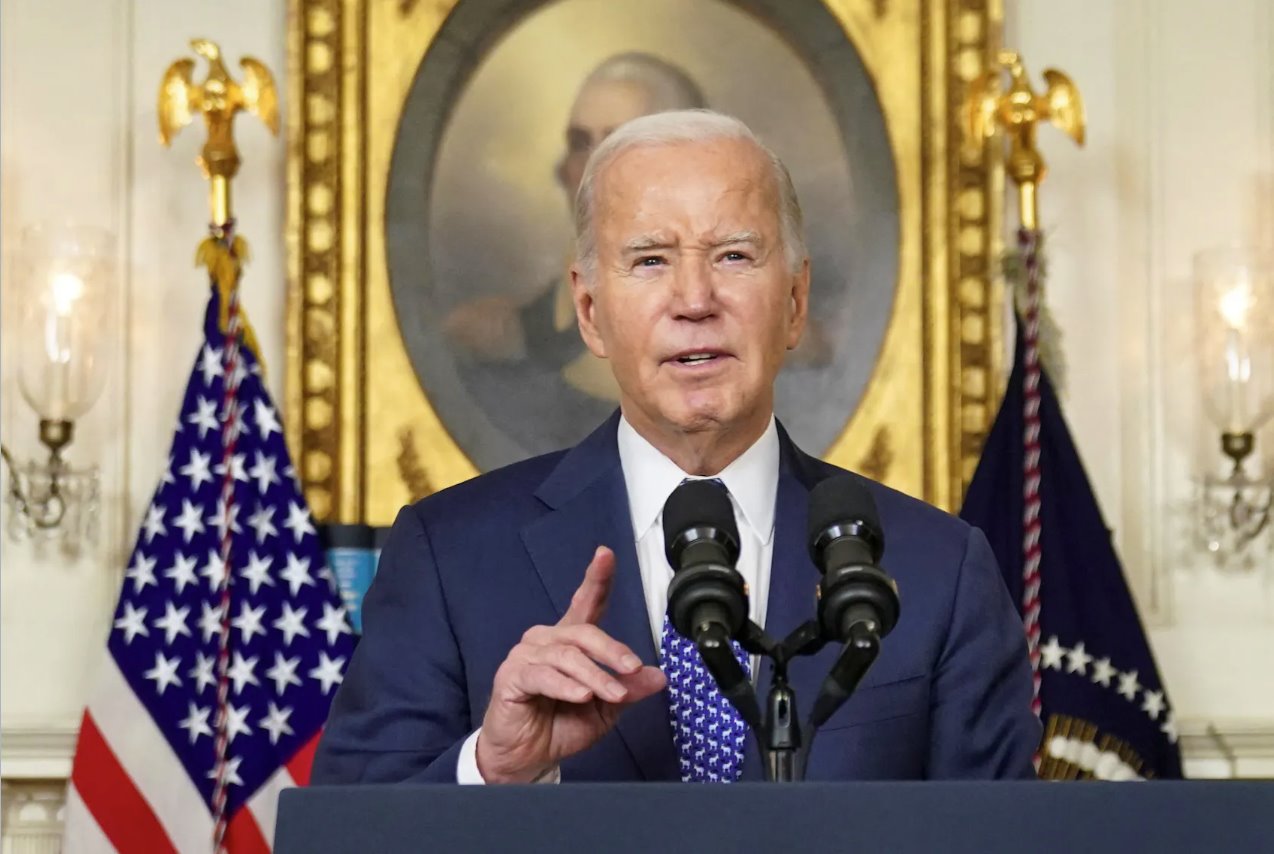 美國總統喬·拜登于2024年2月8日在美國華盛頓白宮發表講話。