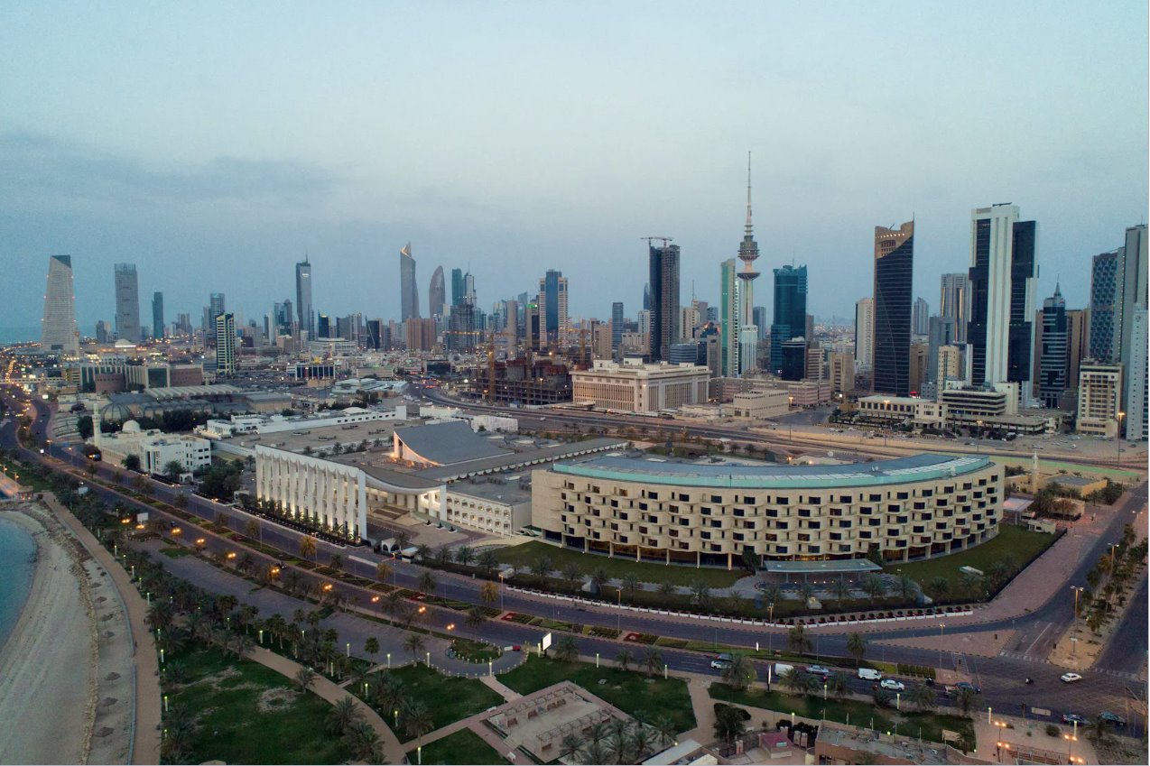 2020年3月20日鳥瞰科威特城和國民議會大樓(科威特議會)