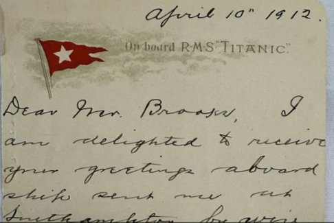 泰坦尼克號幸存者的信件在英國以39.9萬美元拍賣