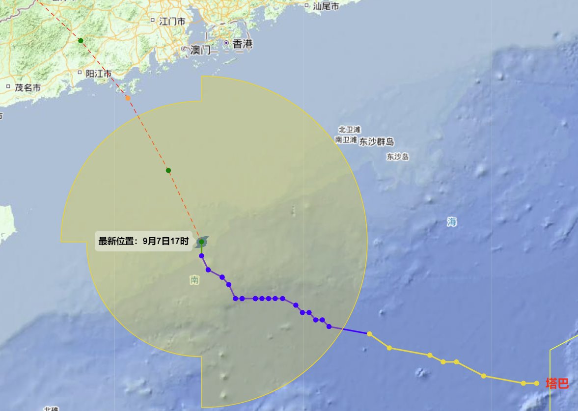 今年第16號臺風“塔巴”路徑圖