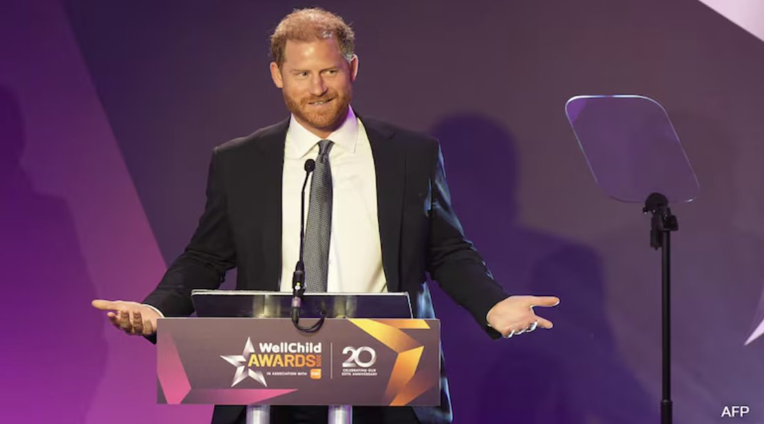 蘇塞克斯公爵哈里王子周一在倫敦舉行的年度 WellChild 頒獎典禮上發表演講