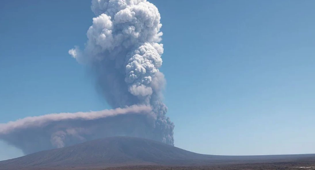 海利古比火山爆發(fā)后,阿夫德拉地區(qū)的村莊被火山灰覆蓋。